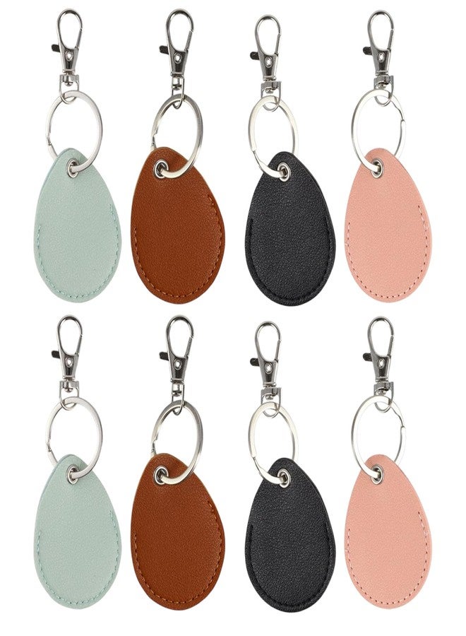 PKRFCJ 8pcs Key Fob Holder,Leather Key Fob Holder, Leather Keychain, Suitable for ID Card Key ID Key Card(Light Green + Pink + Black + Zongzi) - Image 1